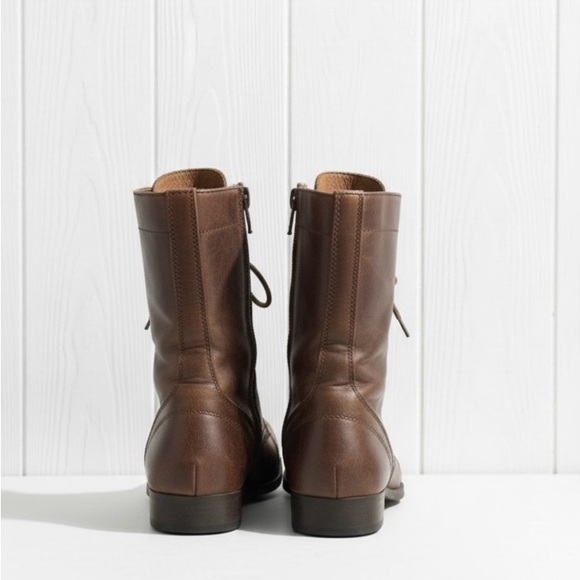 Charlotte Russe Brown Lace-Up Leather Moto Boots, Size 7 Cottagecore Cabincore - Picture 2 of 4